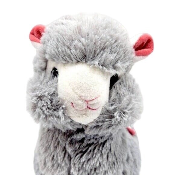 KellyToy Llama Plush Gray 13" Tall Blanket Saddle Back Pink Hooves Stand Alpaca - Picture 2 of 11